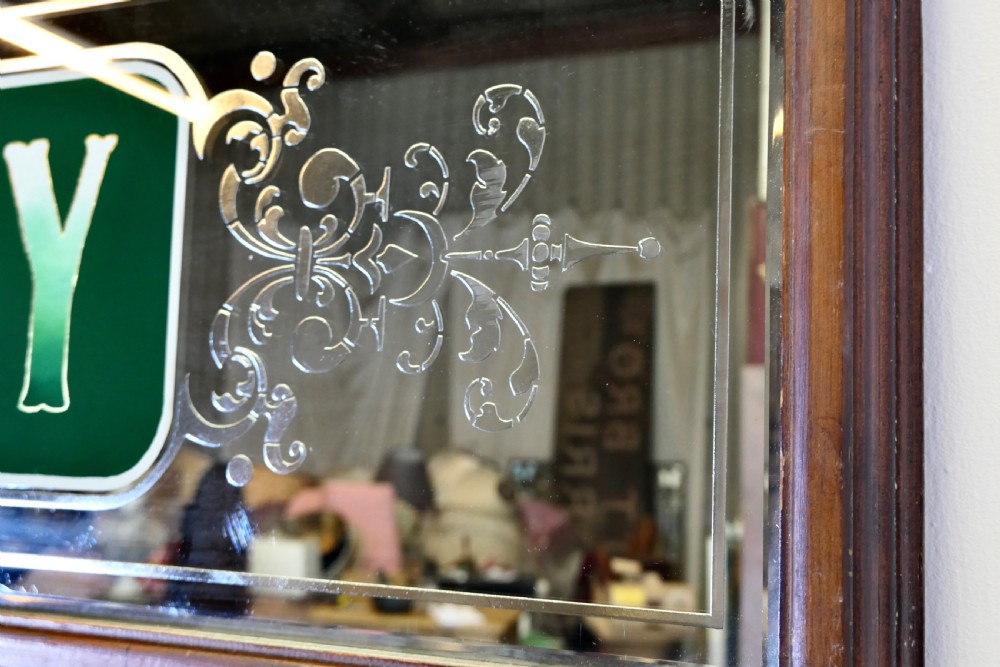Etched Pub Mirror Fine Whiskey Advertising Sign View VI