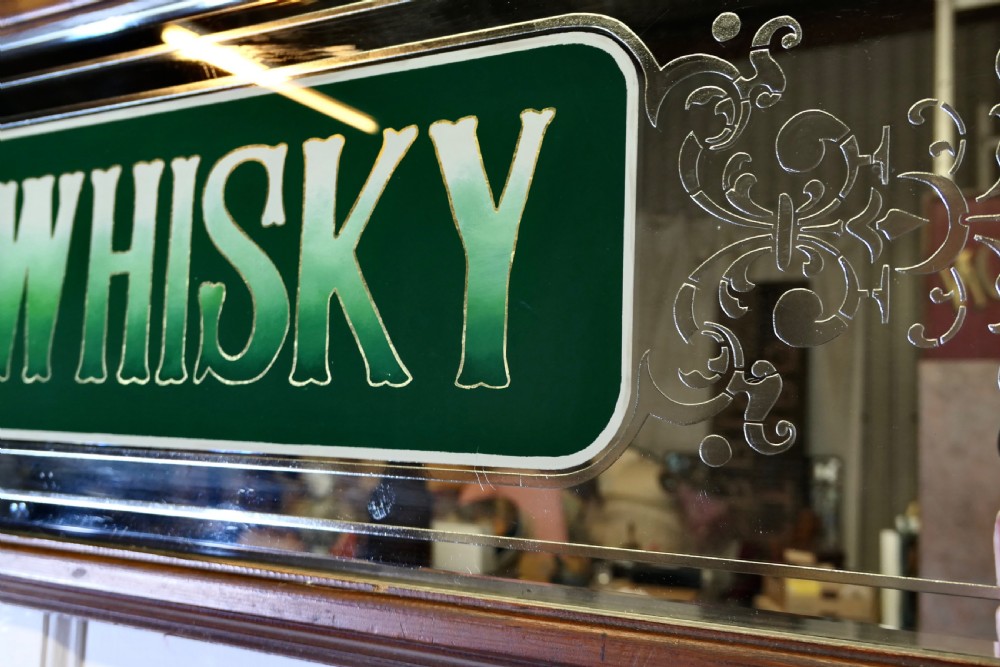 Etched Pub Mirror Fine Whiskey Advertising Sign View VII
