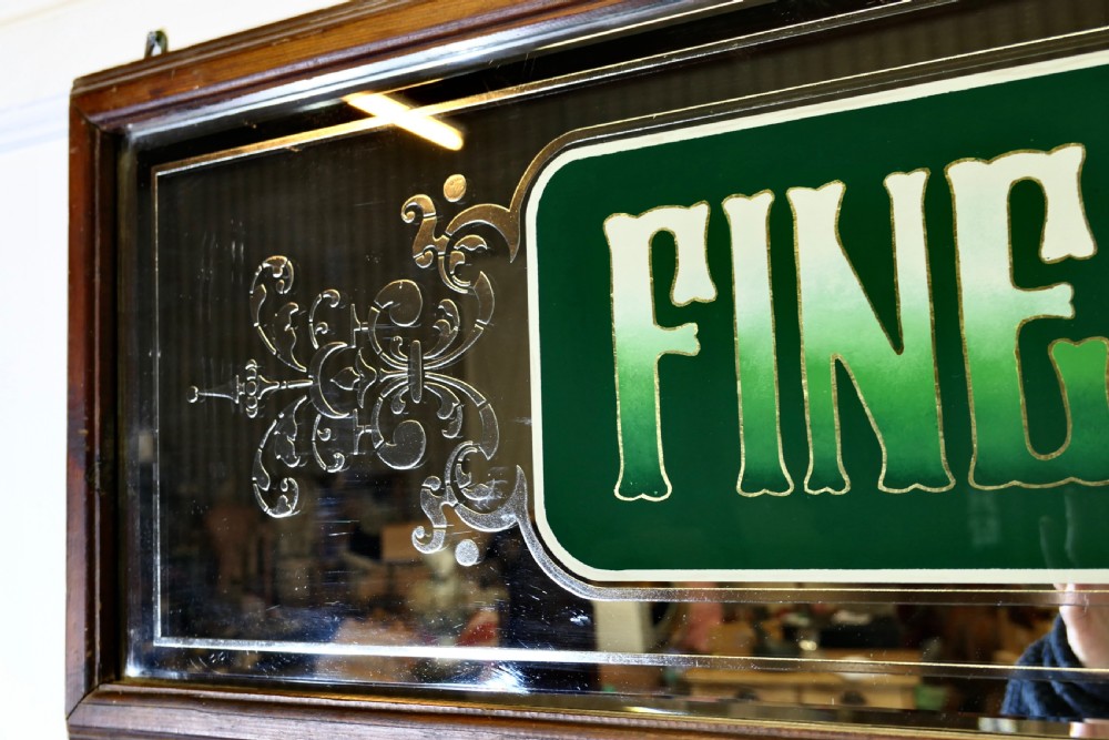 Etched Pub Mirror Fine Whiskey Advertising Sign View VIII