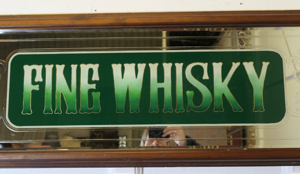 Etched Pub Mirror Fine Whiskey Advertising Sign View IX
