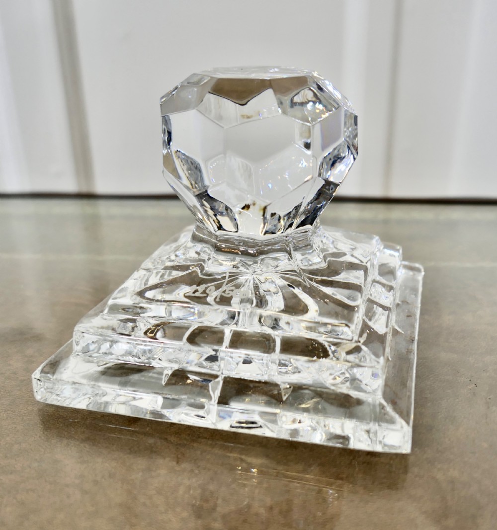 Heavy Art Deco Cut Crystal Paper Weight, Numbered Limited Edition View II
