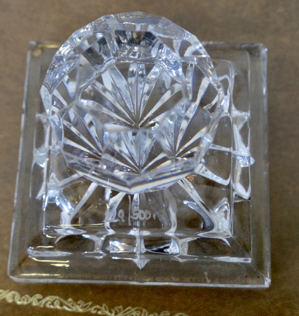 Heavy Art Deco Cut Crystal Paper Weight, Numbered Limited Edition View IV