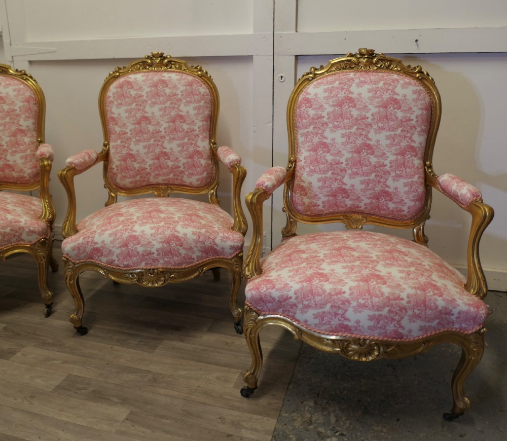 A Superb set of four French Napoleon III Gilt Salon Chairs View II