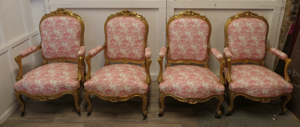 A Superb set of four French Napoleon III Gilt Salon Chairs View V