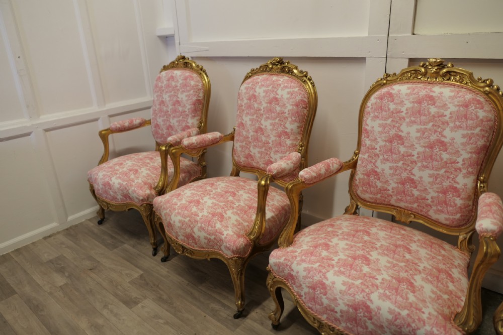 A Superb set of four French Napoleon III Gilt Salon Chairs View VI