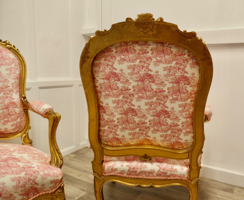 A Superb set of four French Napoleon III Gilt Salon Chairs View IX