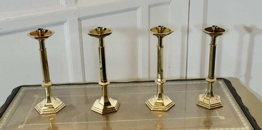 Four Arts and Crafts Brass Candle Sticks View II