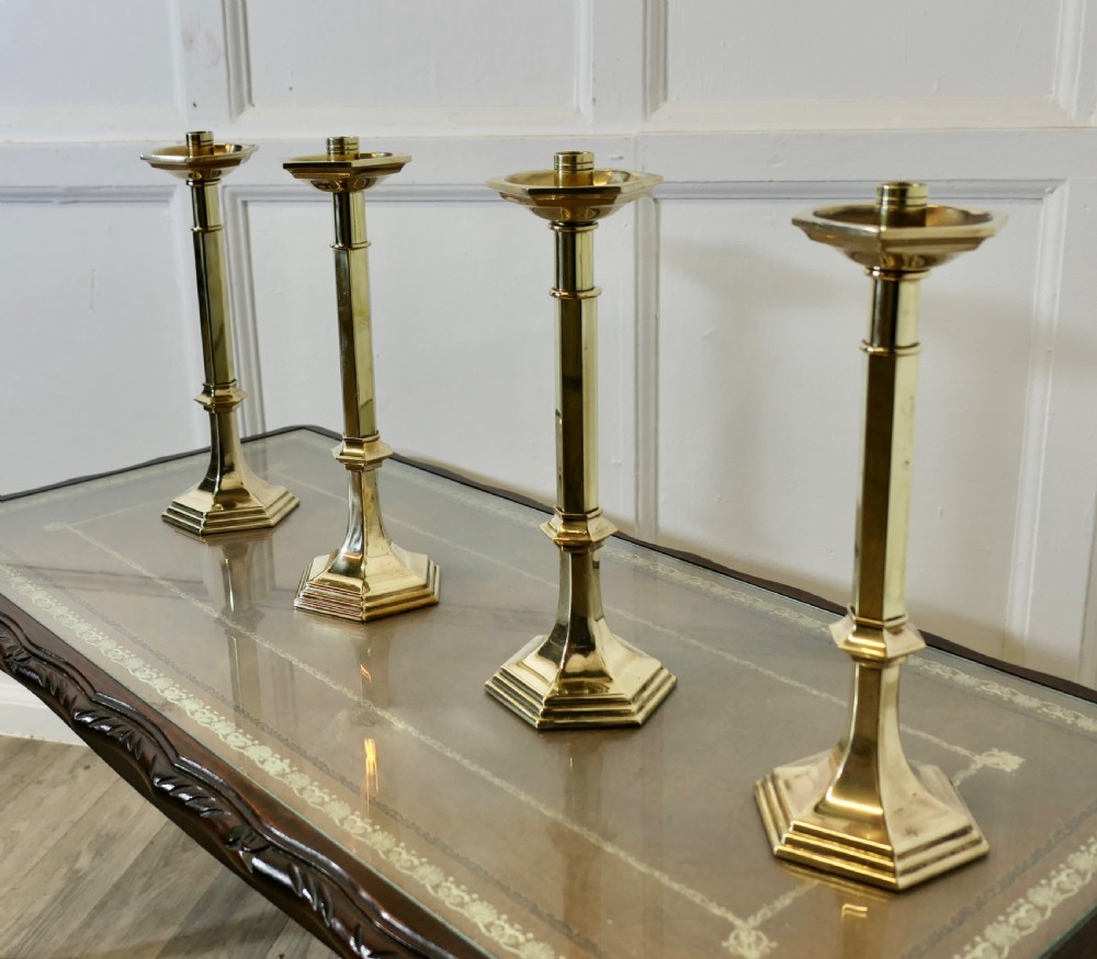 Four Arts and Crafts Brass Candle Sticks View III
