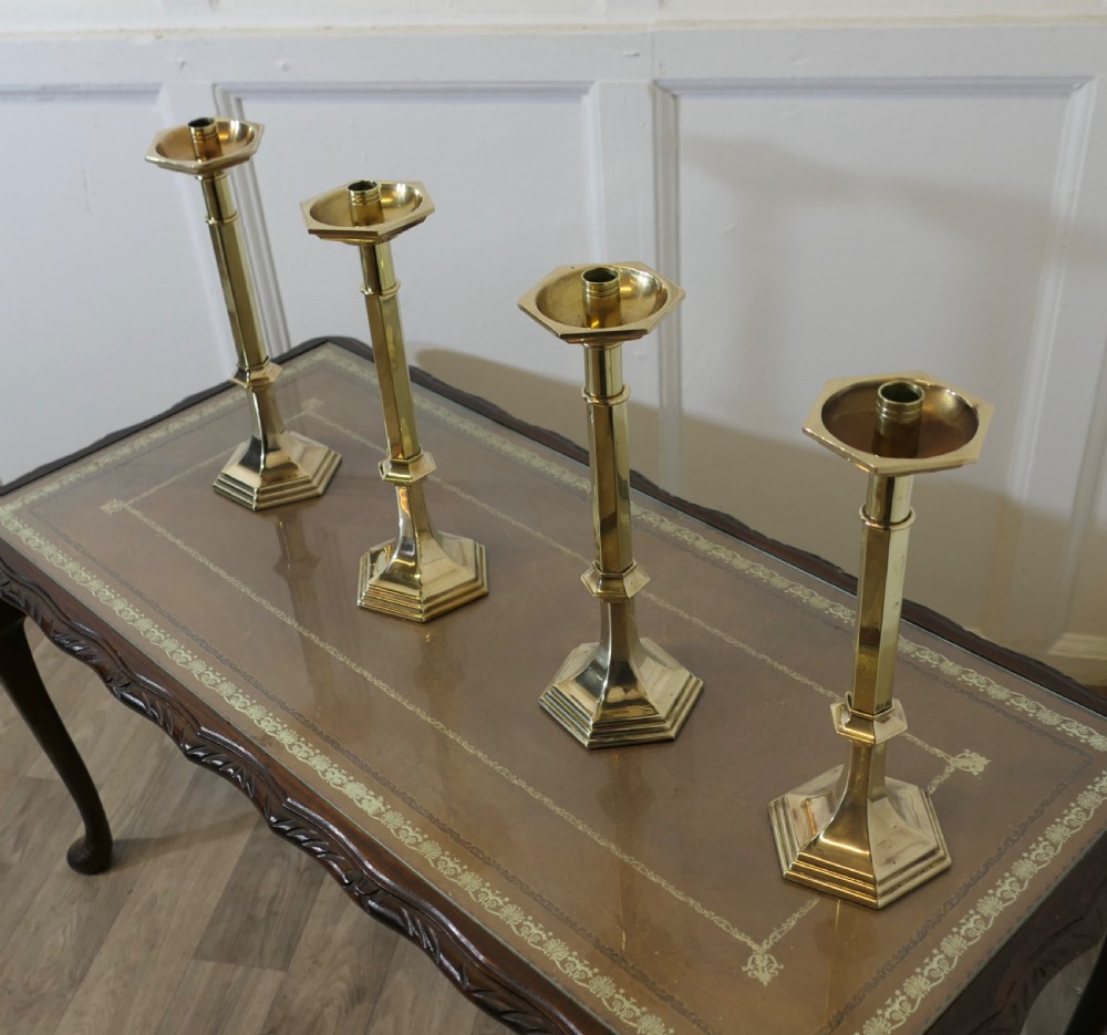 Four Arts and Crafts Brass Candle Sticks View IV