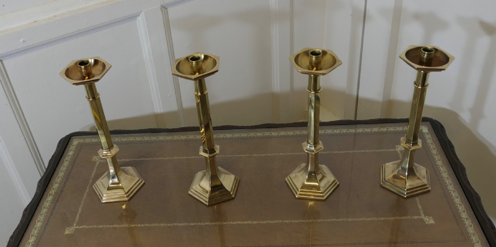 Four Arts and Crafts Brass Candle Sticks View V