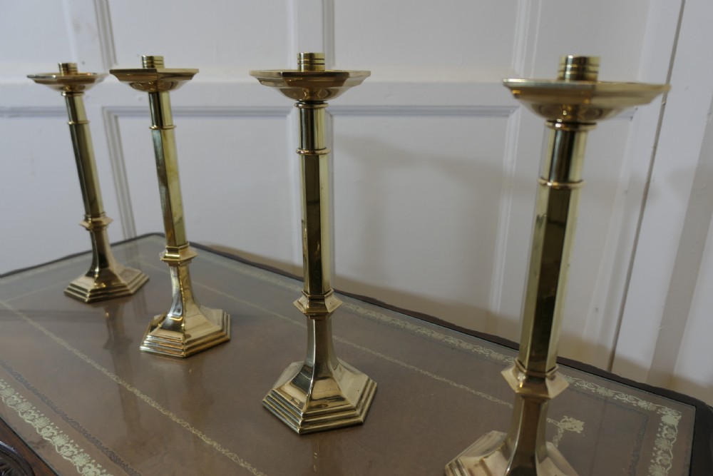 Four Arts and Crafts Brass Candle Sticks View VI