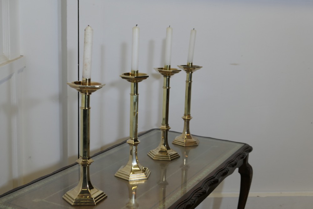 Four Arts and Crafts Brass Candle Sticks View VII