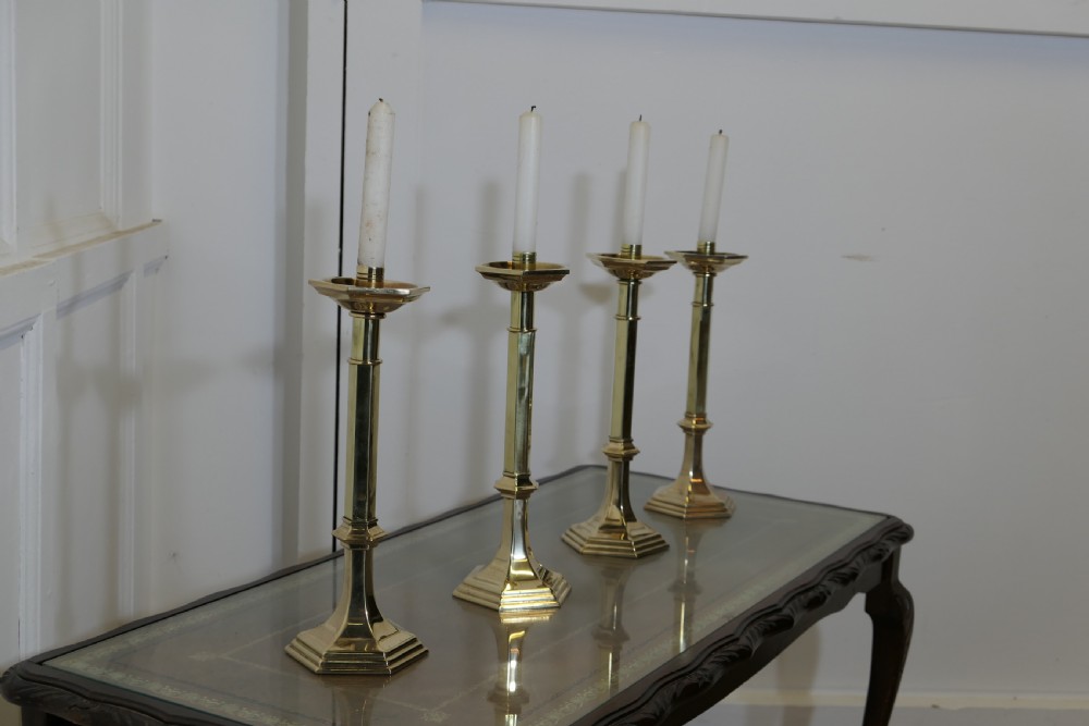 Four Arts and Crafts Brass Candle Sticks View VIII