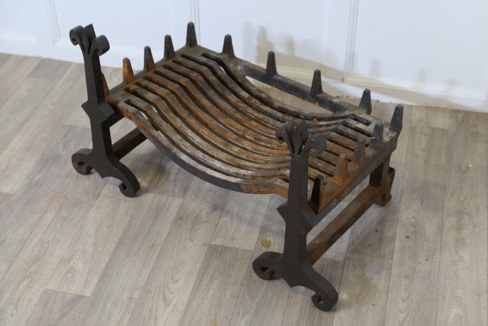A Large, Heavy Pair of Late 19th Century Iron Andirons Complete with Grate  View IV