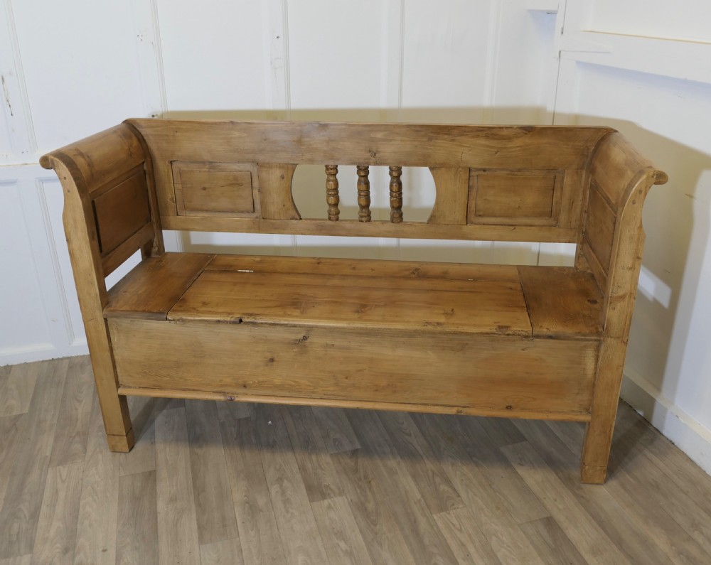 Pine Settle, Bench, Hall Seat with Shoe Cupboard
 View III