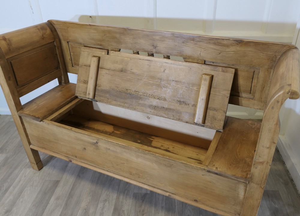 Pine Settle, Bench, Hall Seat with Shoe Cupboard
 View V