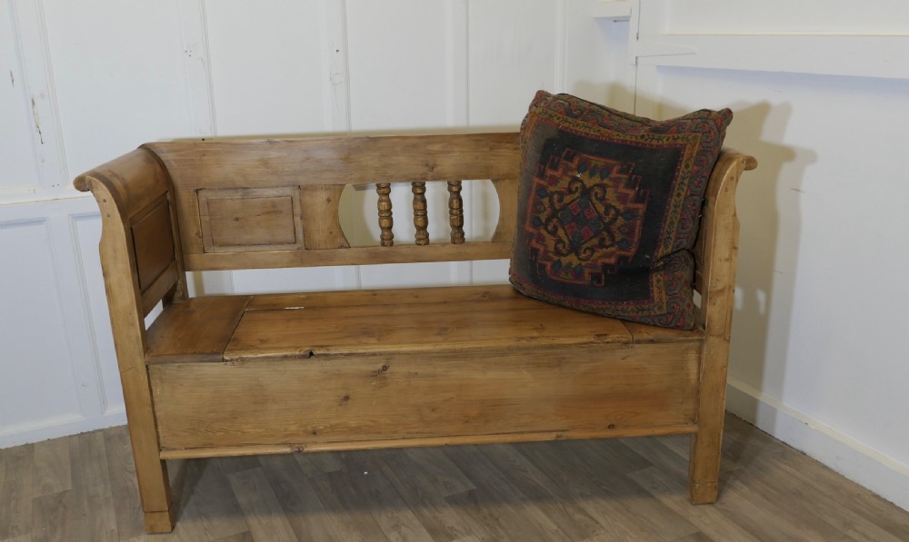 Pine Settle, Bench, Hall Seat with Shoe Cupboard
 View VIII