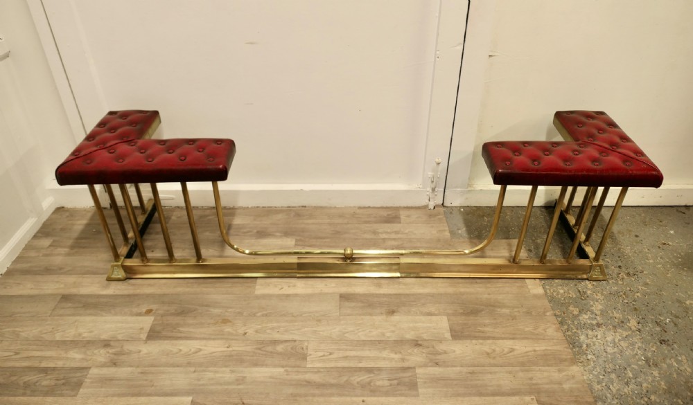 Large Buttoned Leather Extending Brass Club Fender View III