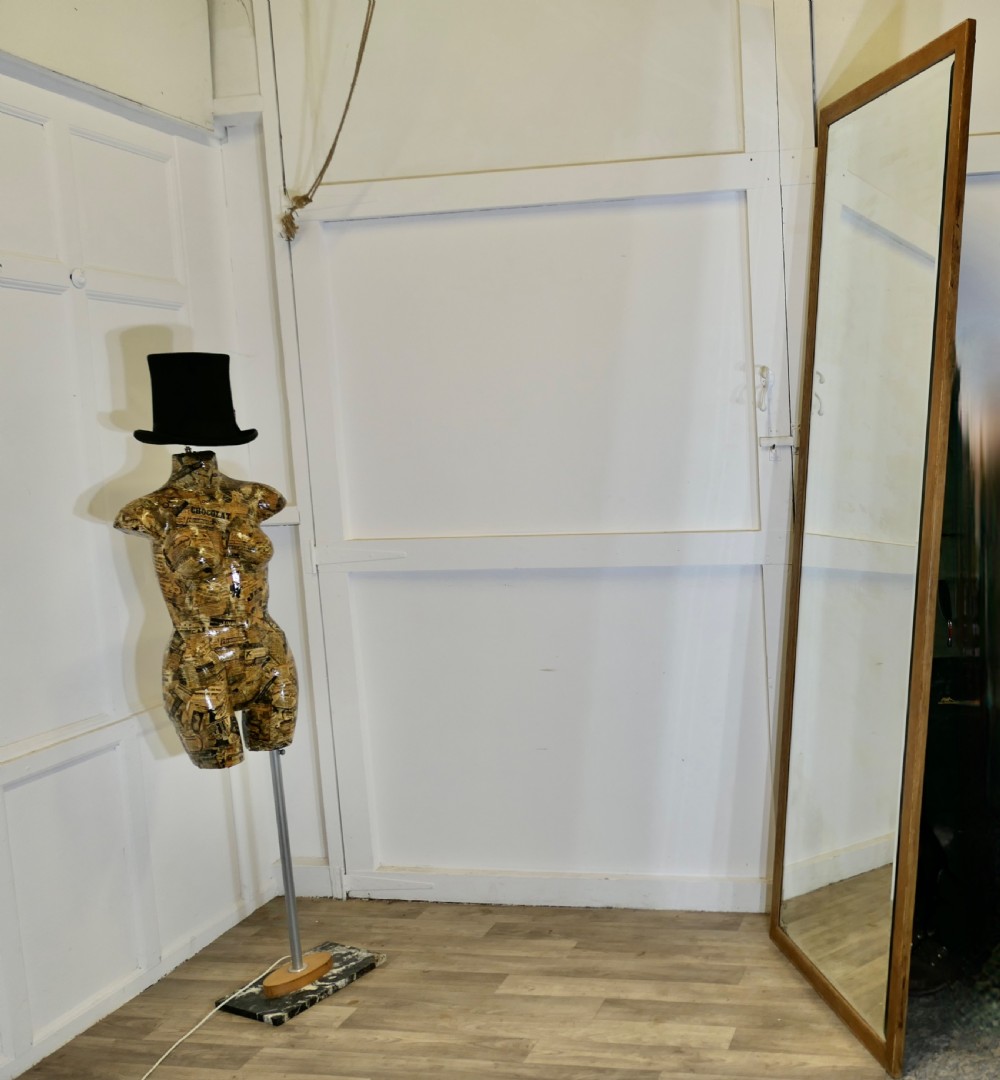 Very Long Art Deco Golden Oak Wall Mirror  View III