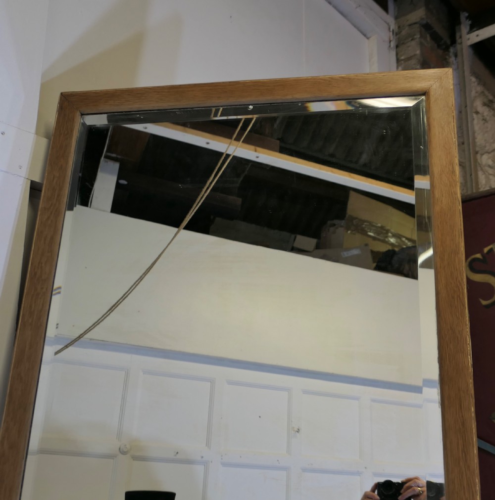Very Long Art Deco Golden Oak Wall Mirror  View IV