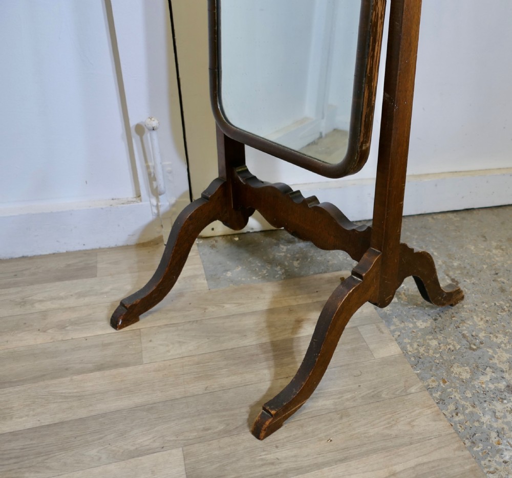 Stylish Edwardian Walnut Cheval Mirror View VI