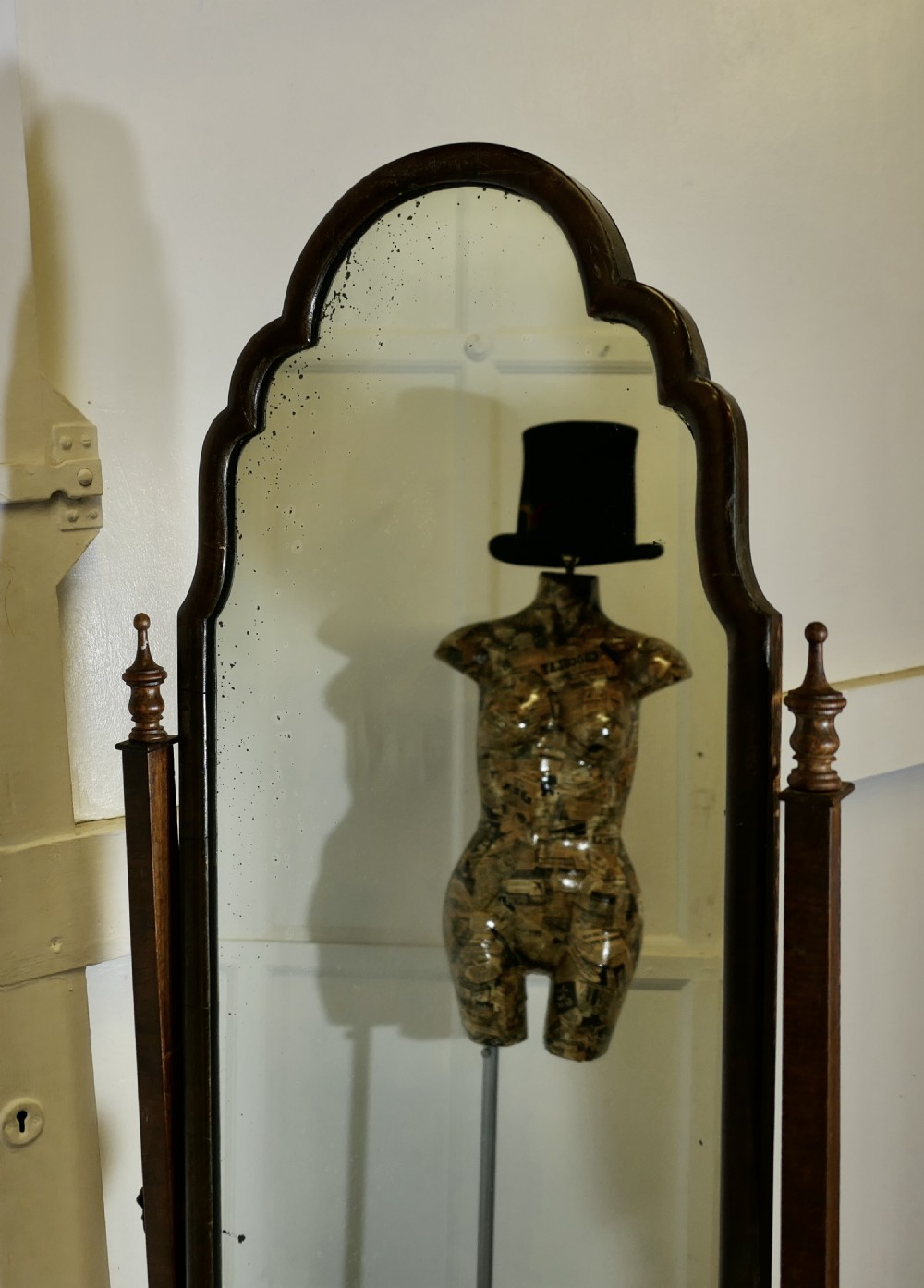 Stylish Edwardian Walnut Cheval Mirror View VII