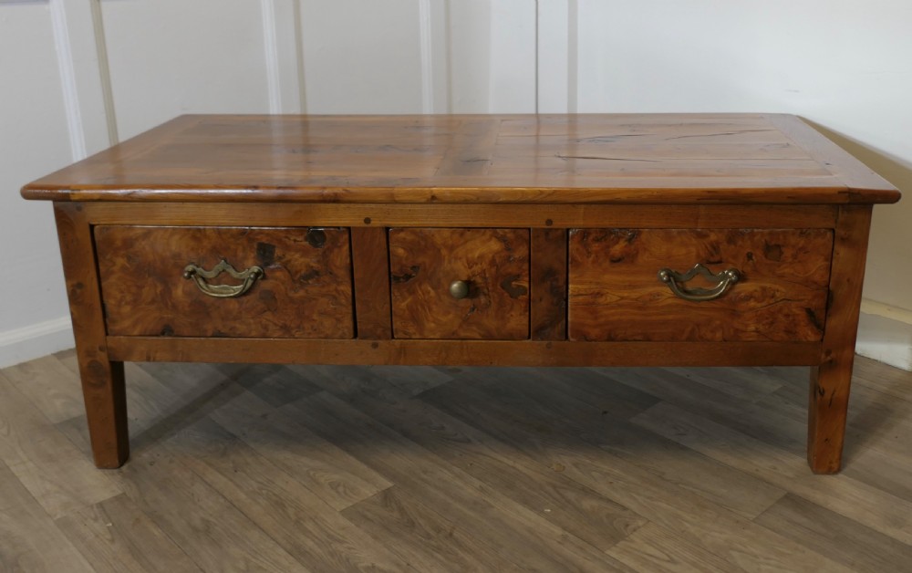 19th Century French Bur Walnut Farmhouse Coffee Table
