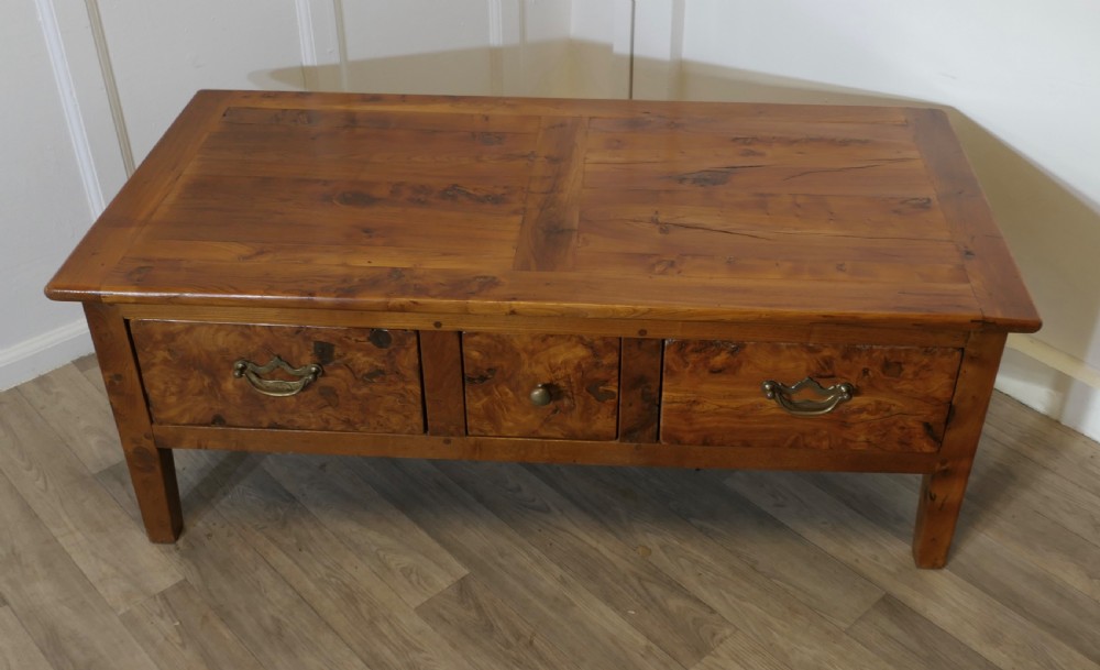 19th Century French Bur Walnut Farmhouse Coffee Table View II