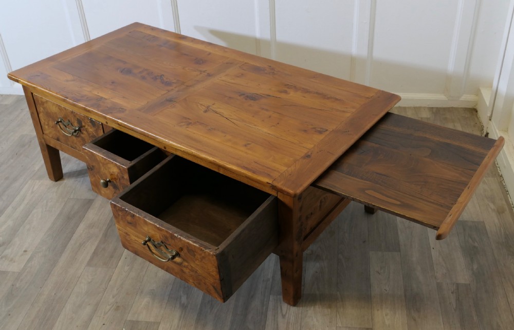 19th Century French Bur Walnut Farmhouse Coffee Table View IV