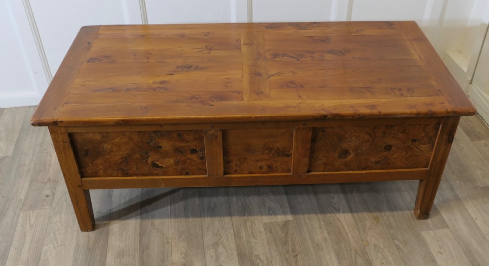 19th Century French Bur Walnut Farmhouse Coffee Table View V