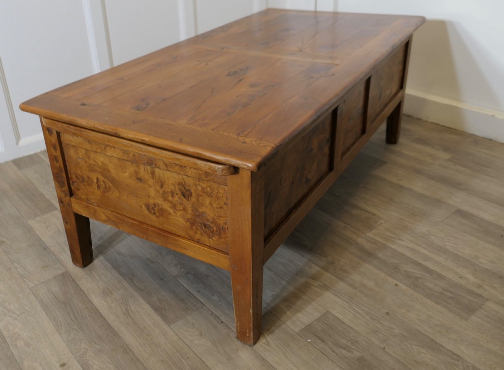 19th Century French Bur Walnut Farmhouse Coffee Table View VI