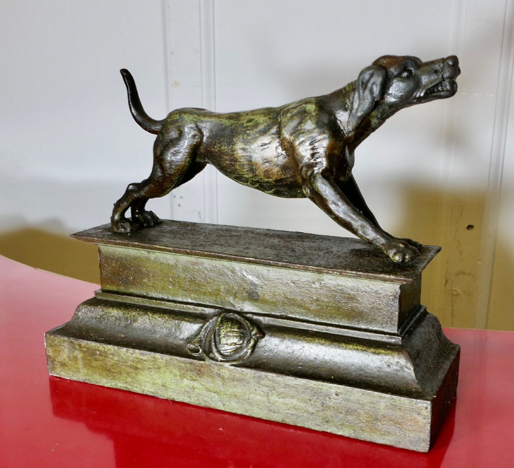 French Fireside Hunting Dog Statue View II