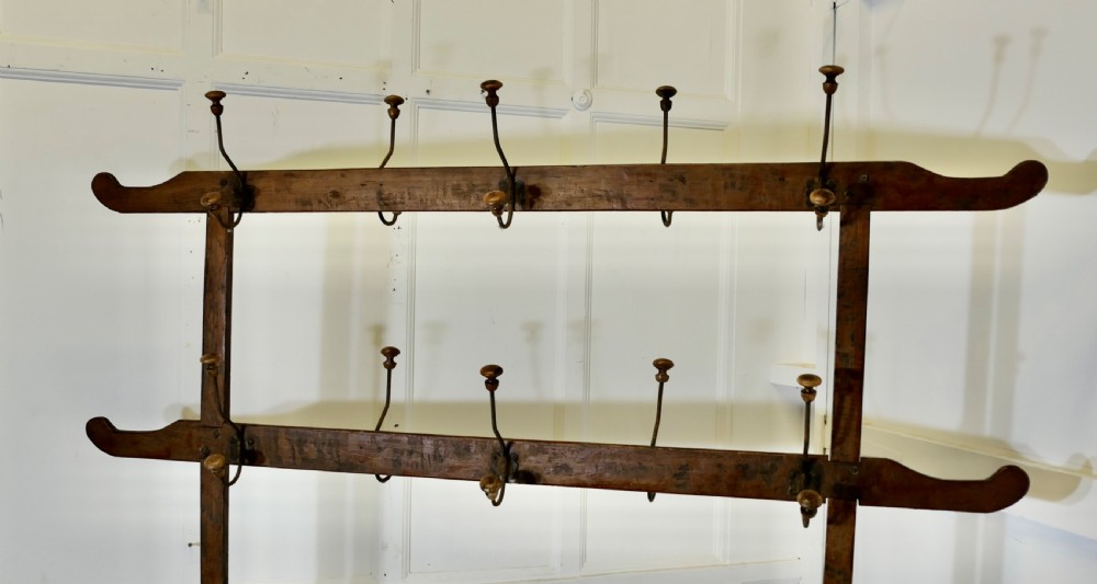 A French Double Sided Arts & Crafts Golden Pine Clothes Rail  View II