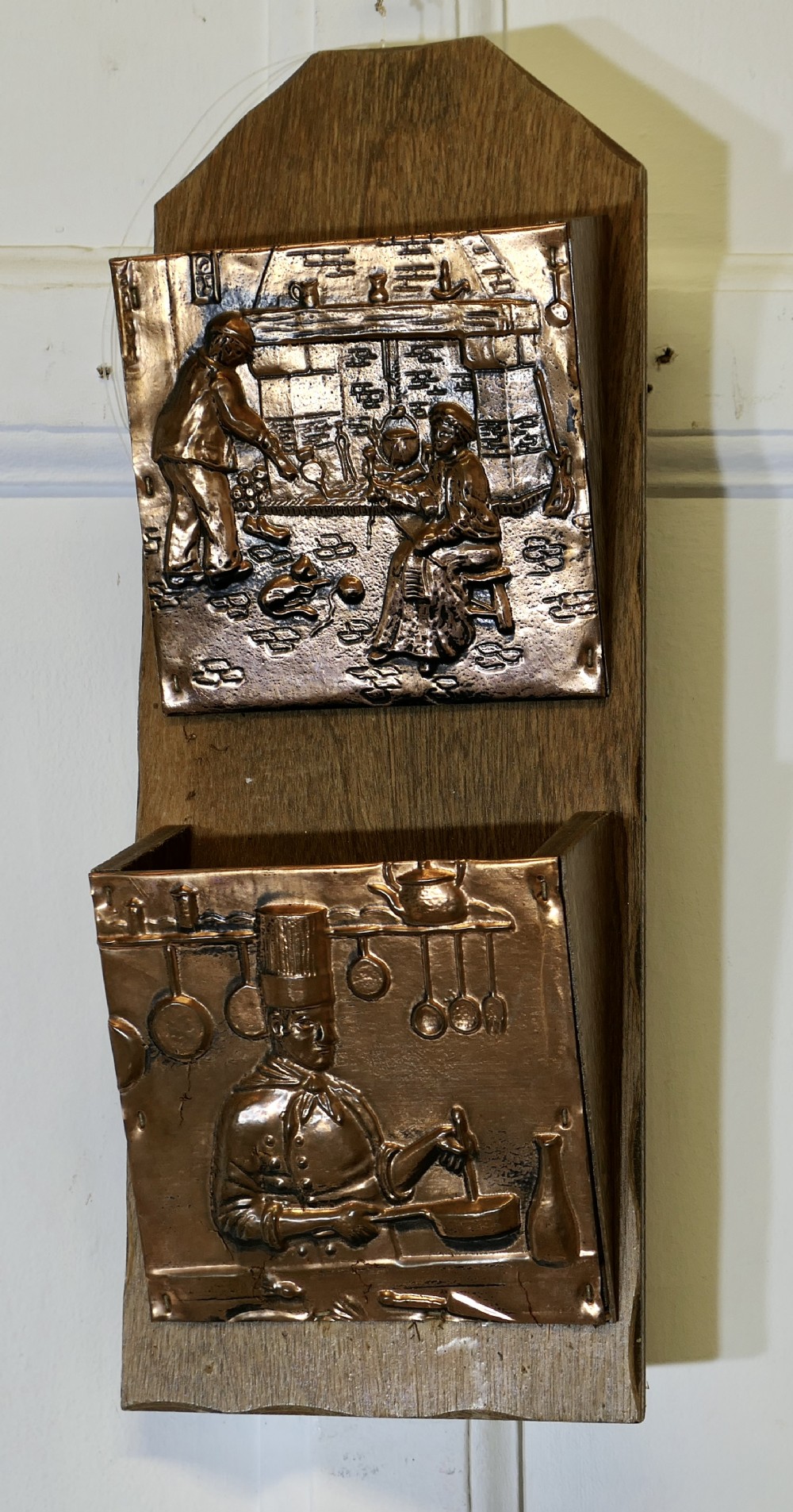 French Arts and Crafts, Copper Wall Hanging  Letter Rack
