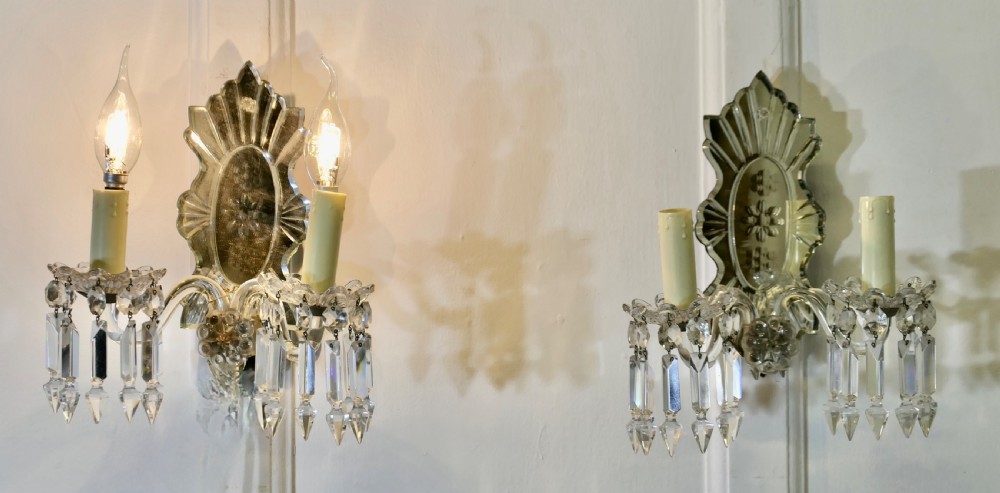  A Pair of Art Deco Venetian Glass Girandole Wall Lights  View II
