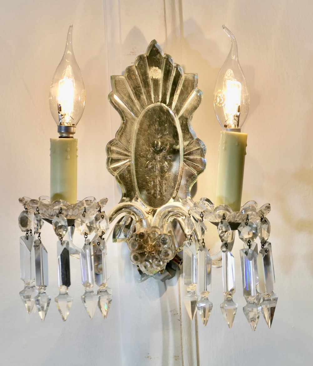  A Pair of Art Deco Venetian Glass Girandole Wall Lights  View III
