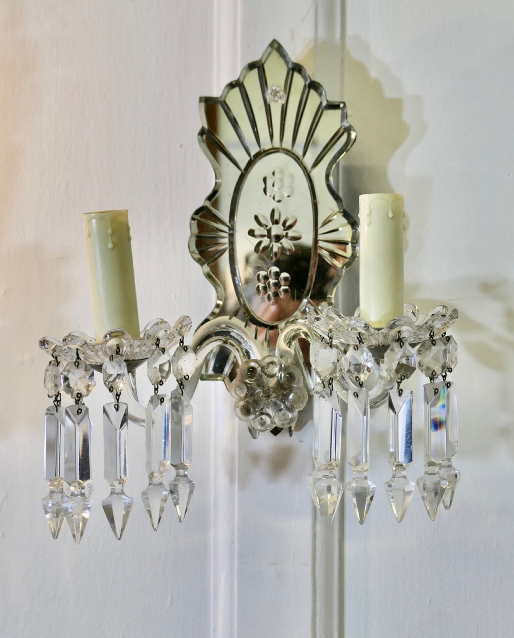  A Pair of Art Deco Venetian Glass Girandole Wall Lights  View IV