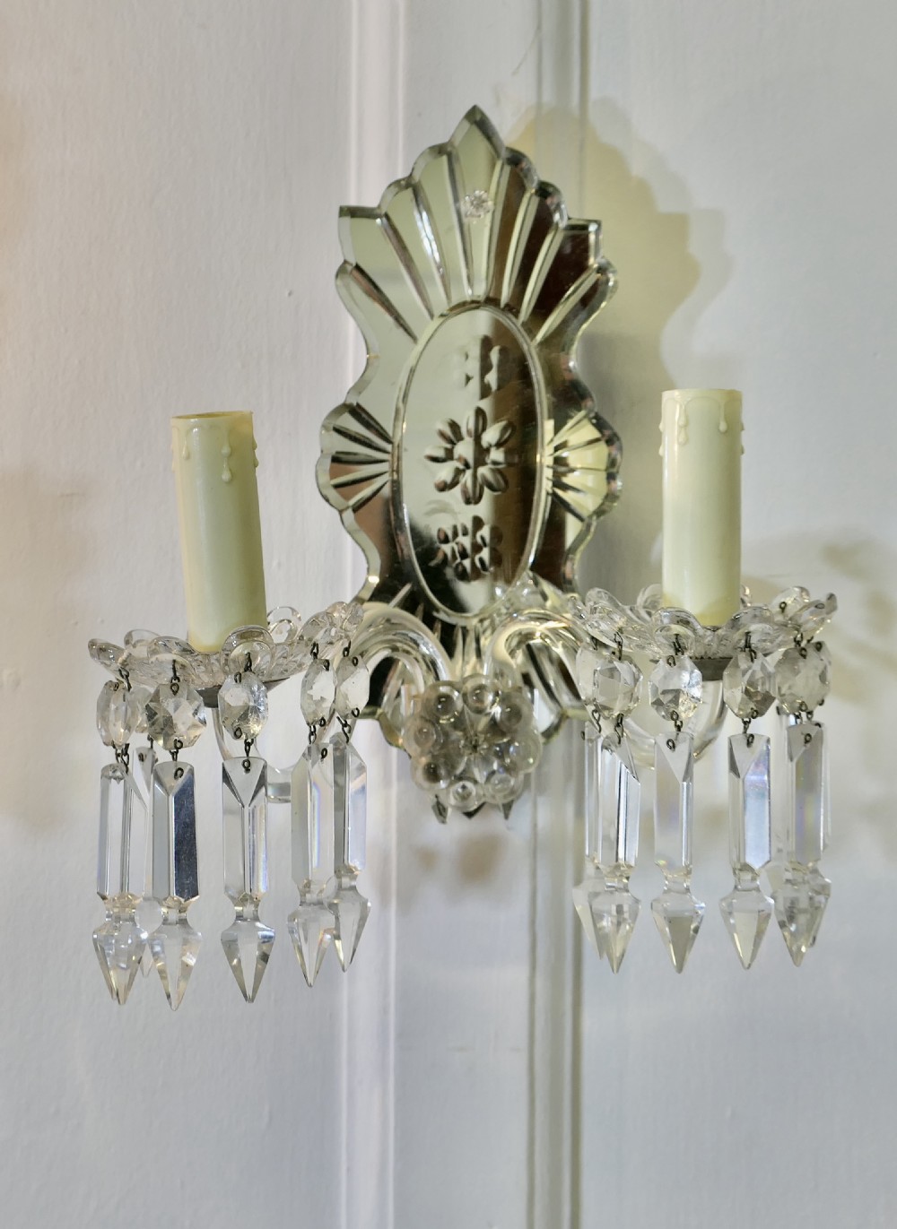  A Pair of Art Deco Venetian Glass Girandole Wall Lights  View V