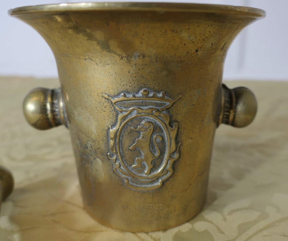  French Brass Pestle and Mortar  View V
