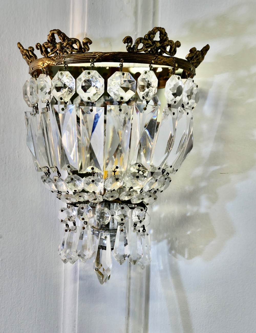 A Charming Pair of French Mirrored Chandeliers Wall Appliqué  View IV