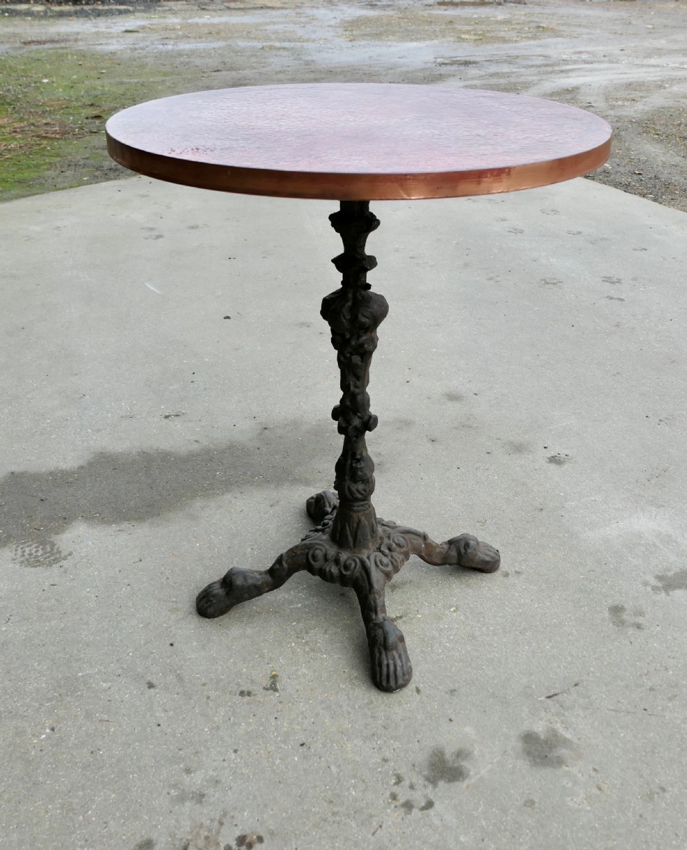 Cast Iron and Beaten Copper Pub Table or Garden Table  View II