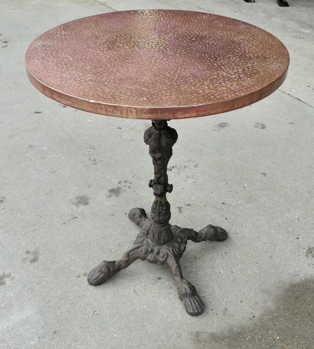 Cast Iron and Beaten Copper Pub Table or Garden Table  View IV