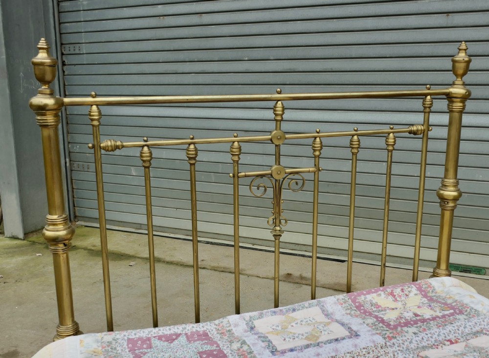 A Lovely Victorian Arts and Crafts Brass Double Bed View V