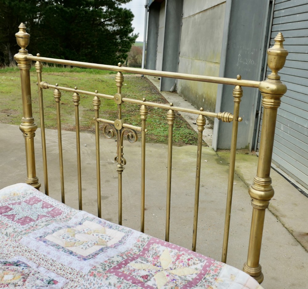 A Lovely Victorian Arts and Crafts Brass Double Bed View VI