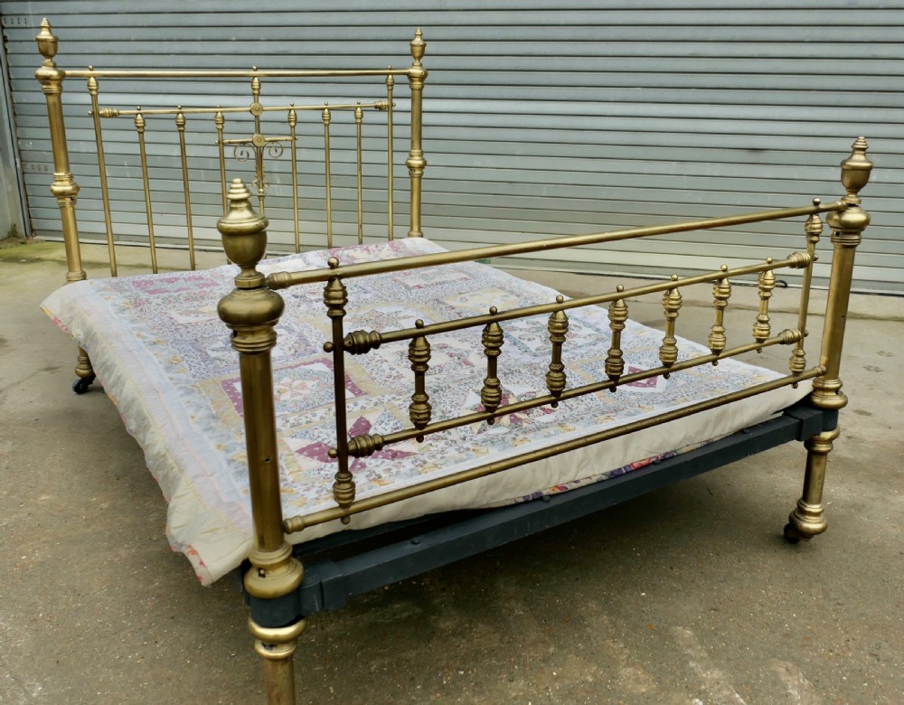 A Lovely Victorian Arts and Crafts Brass Double Bed View VII