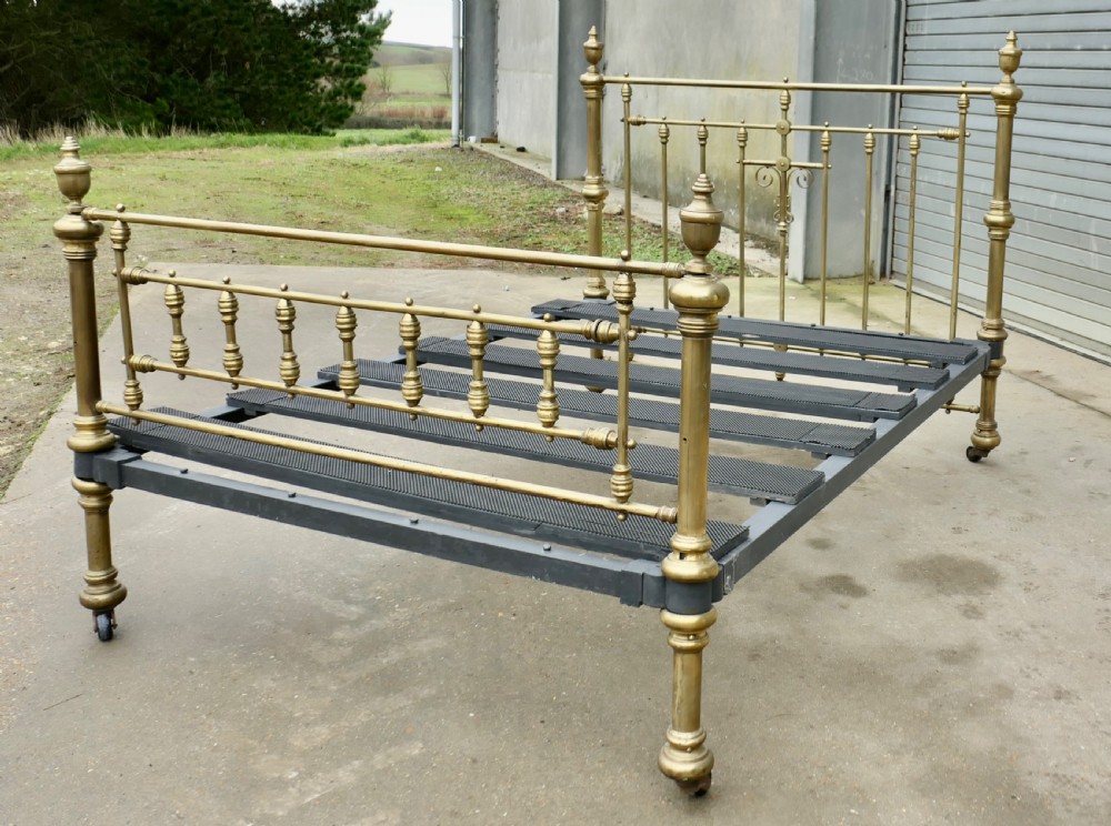 A Lovely Victorian Arts and Crafts Brass Double Bed View VIII