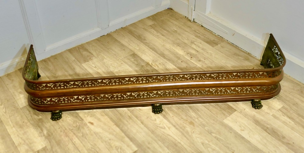 Victorian Arts and Crafts Gothic Brass Fender View III