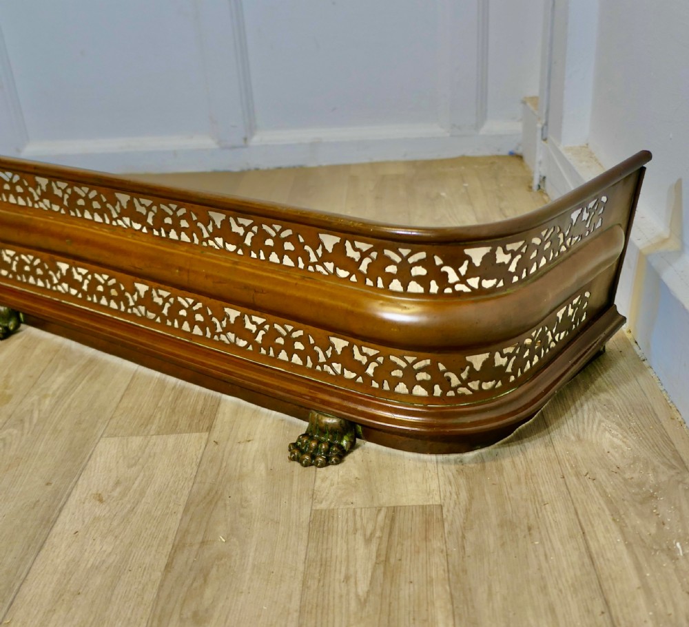 Victorian Arts and Crafts Gothic Brass Fender View V