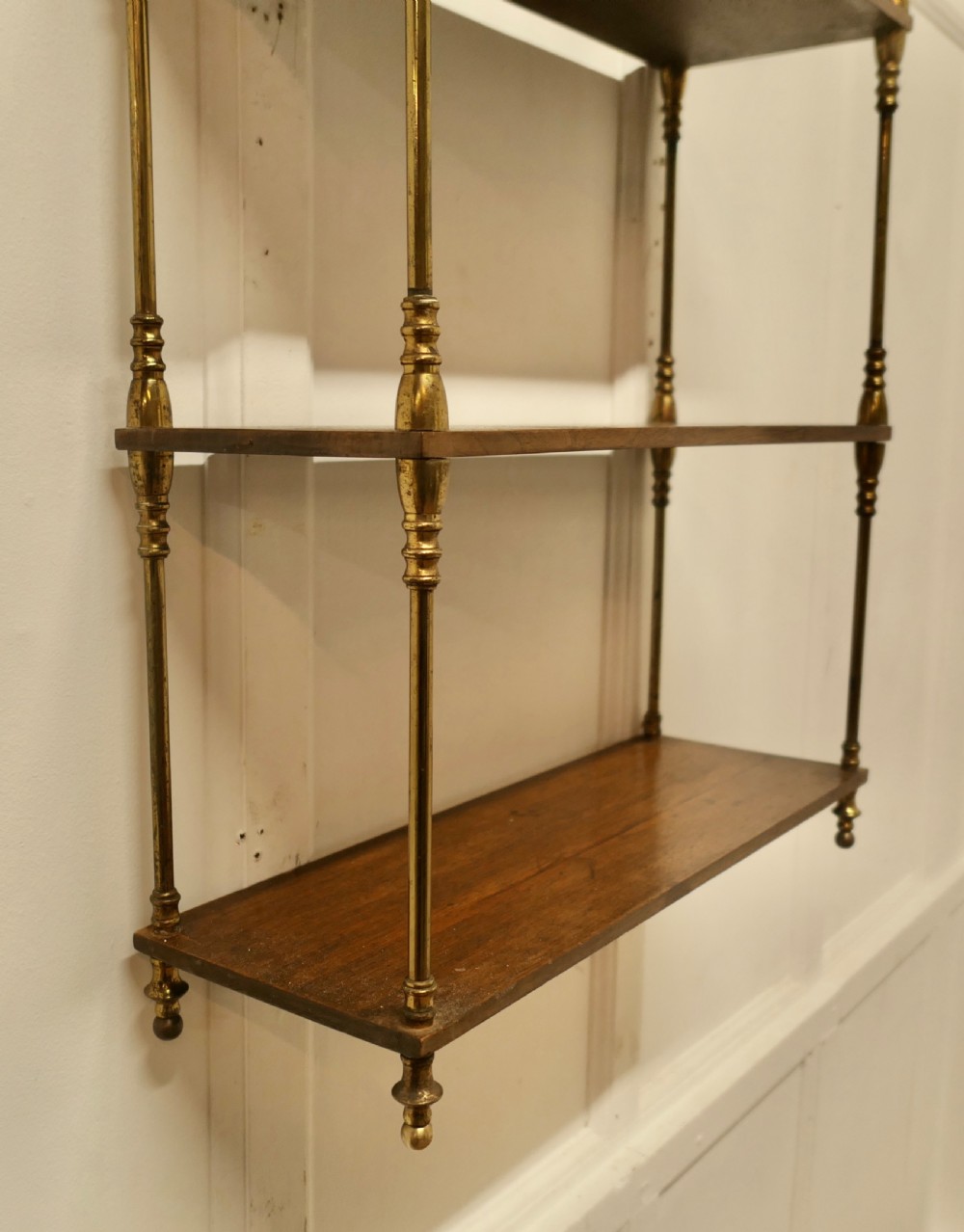 French Walnut and Brass Open Shelf  Unit View V