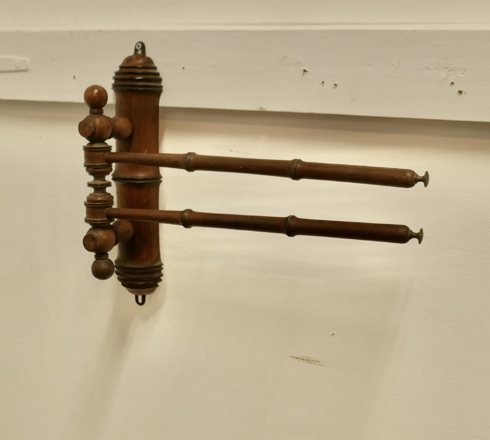 French Cherry Wood 2 Branch Folding Towel Rail View II